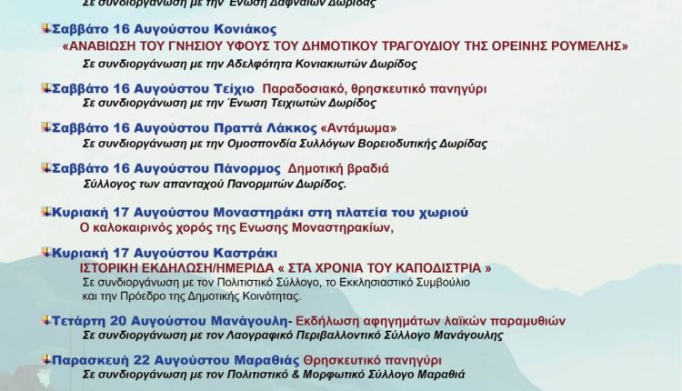 ΔΗΜΟΣ ΔΩΡΙΔΑΣ – ΕΚΔΗΛΩΣΕΙΣ 2025 Γ